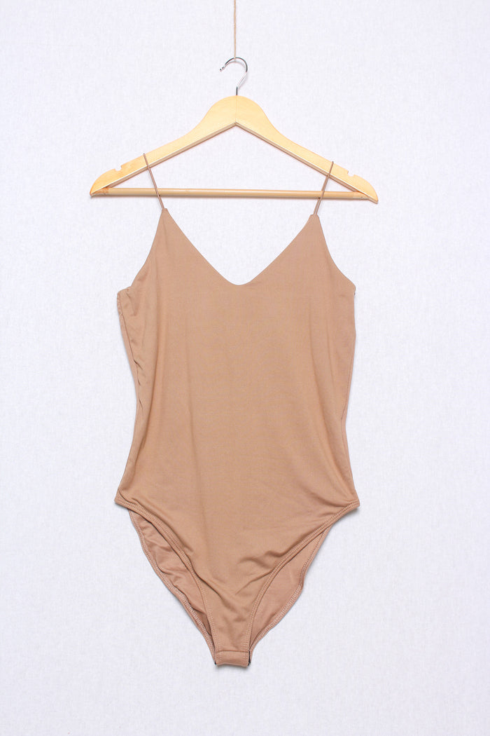Women's Sleeveless Spaghetti Strap Solid Bodysuit