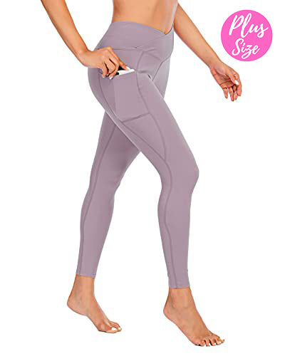 Wholesale Women's Plus Size Leggings Crossover High Waisted Design with  Side Pocket - Light Gray – Good Stuff Apparel