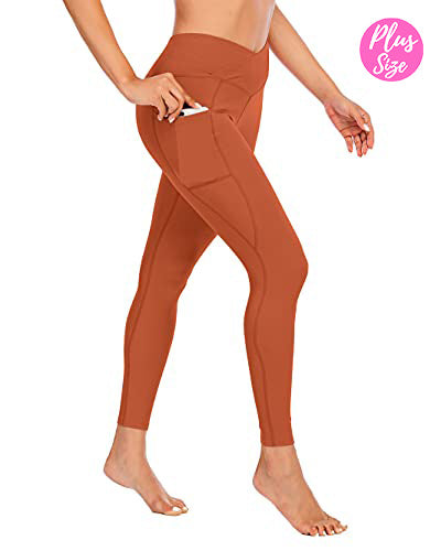 Women's Plus Crossover High Waisted Side Pocket Legging