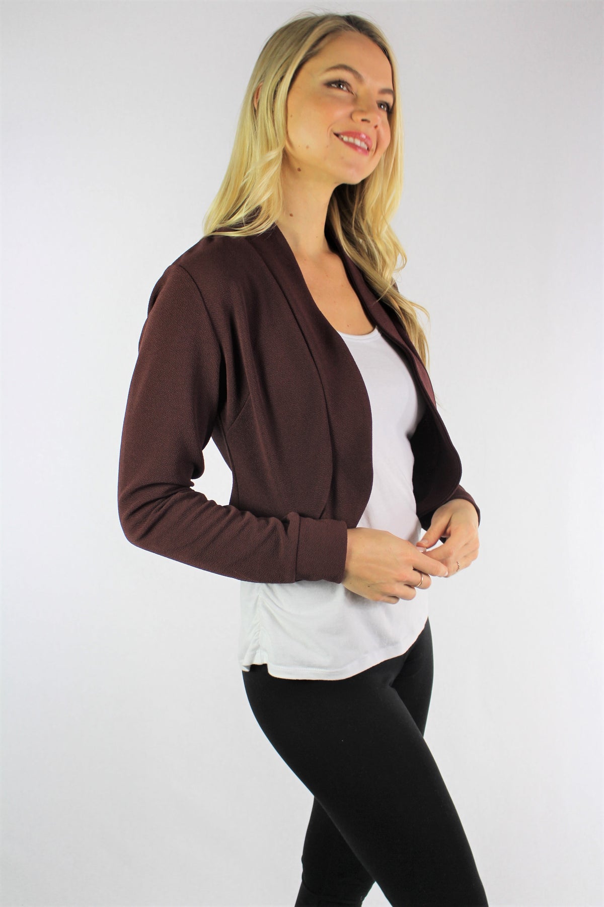 Women's Long Sleeve Open Front Mini Blazer