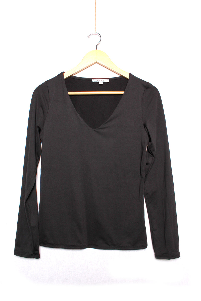 Women's Long Sleeve V Neck Solid Top
