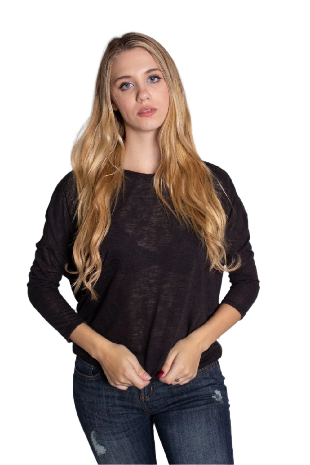 Women's 3/4 Sleeve Round Neck Tunic Top