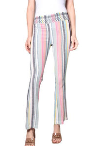 Women's Stripes Fitted Linen Pants