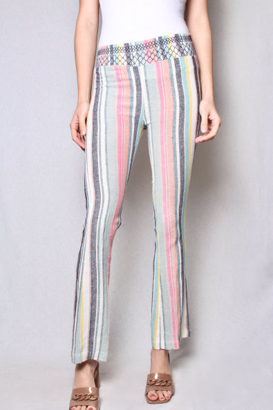 Women's Stripes Fitted Linen Pants