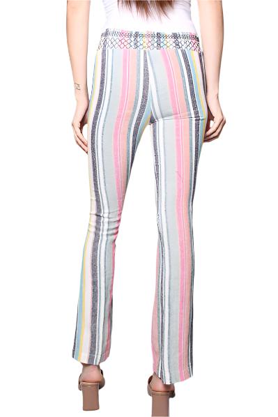 Women's Stripes Fitted Linen Pants