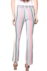 Women's Stripes Fitted Linen Pants