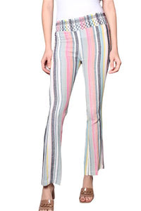 Women's Stripes Fitted Linen Pants