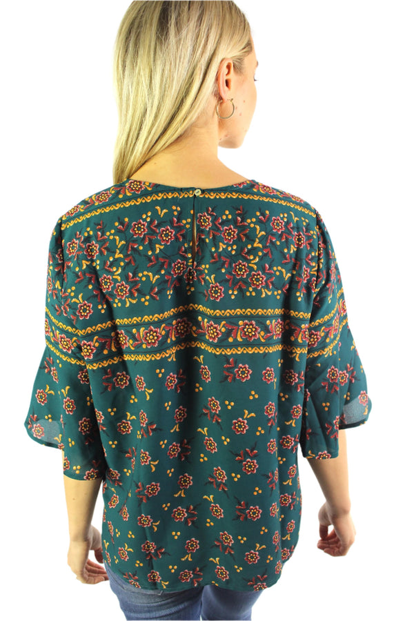 Women's Elbow Sleeve Printed Blouse
