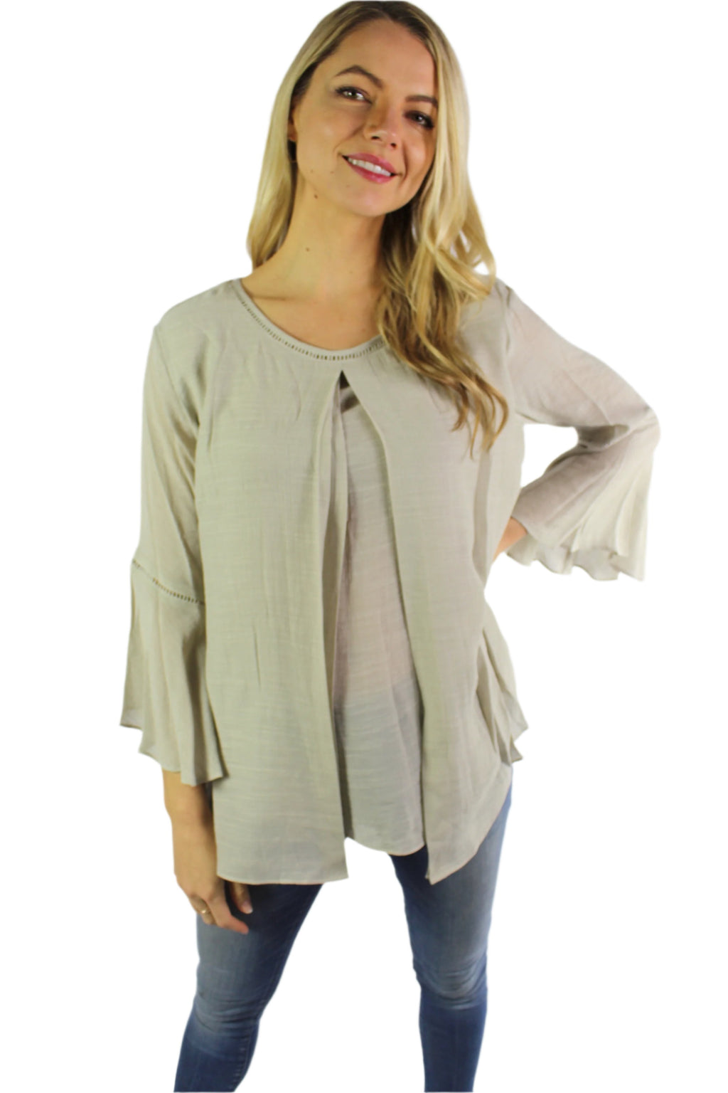 Women's Bell Sleeve Round Neck Blouse