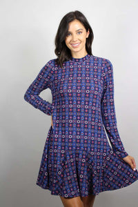 Women's Printed Pleated Hem Dress