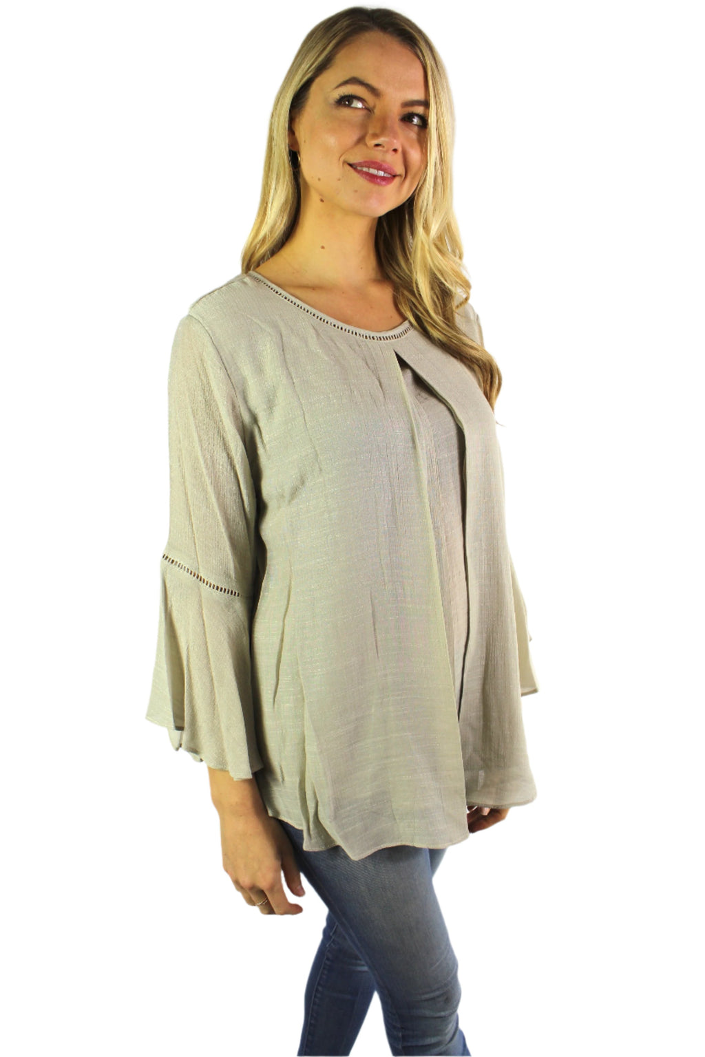 Women's Bell Sleeve Round Neck Blouse