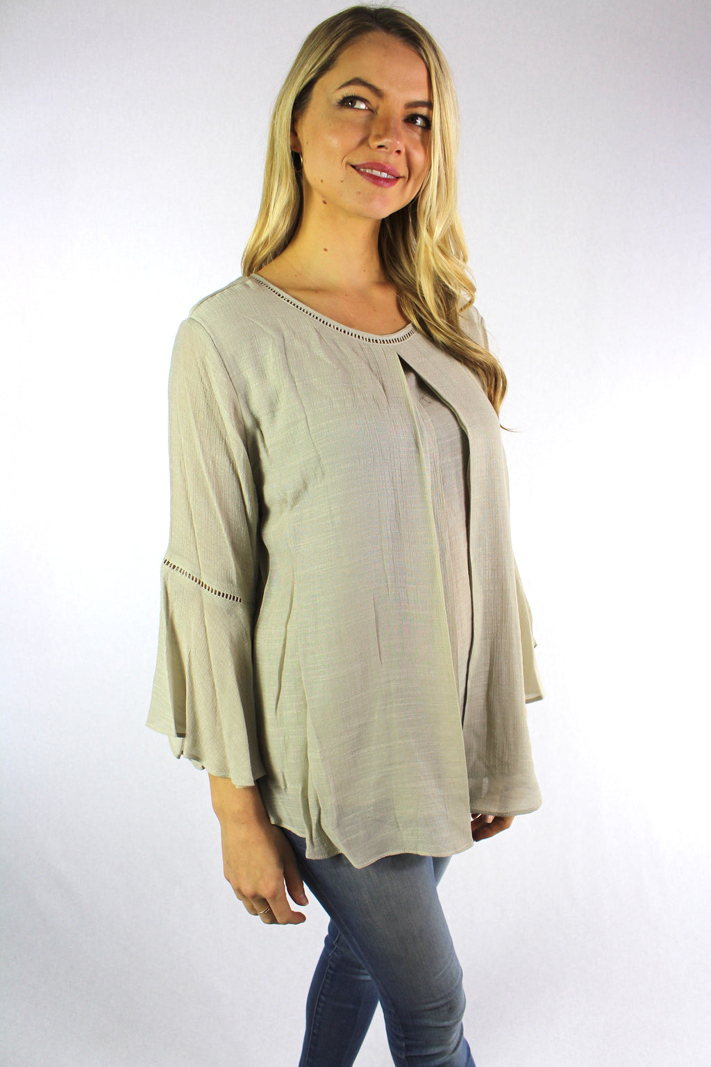 Women's Bell Sleeve Round Neck Blouse