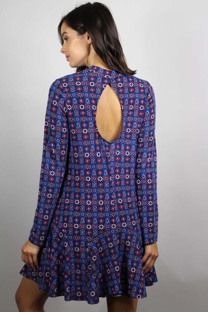 Women's Printed Pleated Hem Dress
