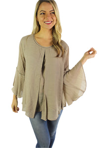 Women's Bell Sleeve Round Neck Blouse