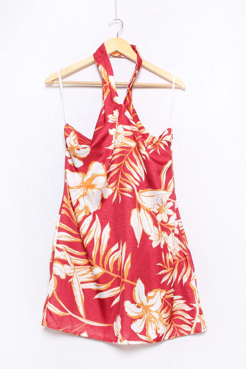 Women's Halter Floral Print Mini Dress