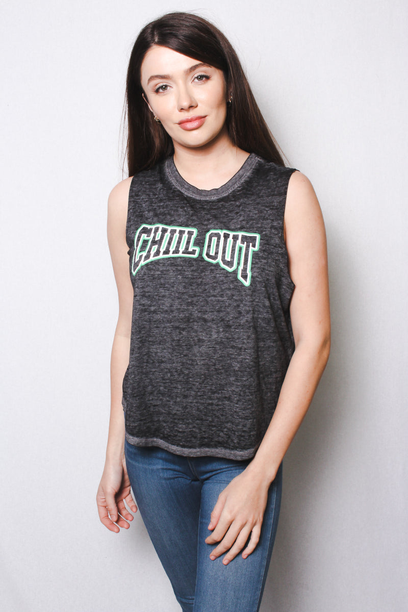 Women's Printed Sleeveless "Chill Out" T-Shirt