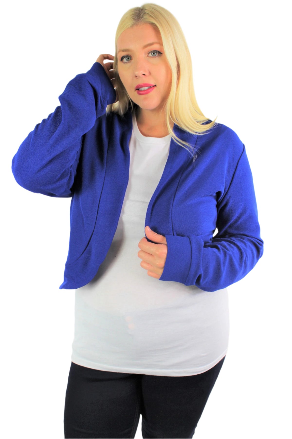 Women's Plus Size Long Sleeve Open Front Mini Blazer