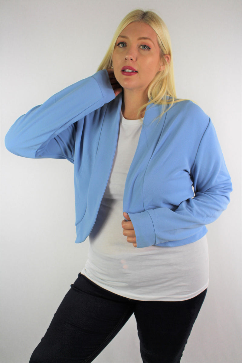 Women's Plus Size Long Sleeve Open Front Mini Blazer