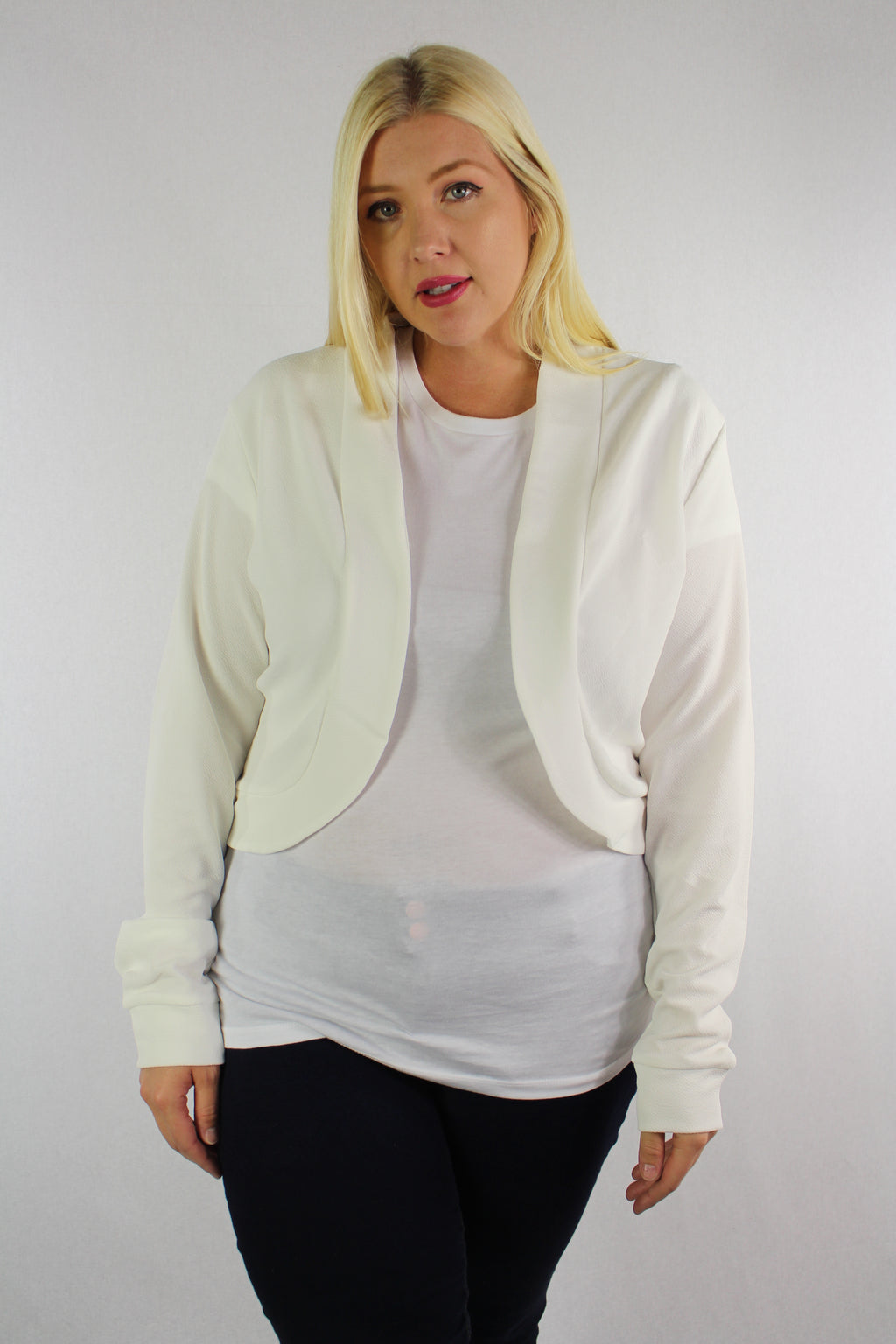 Women's Plus Size Long Sleeve Open Front Mini Blazer