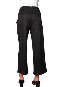 Women's High Waisted Wide Leg Ribbed Textured Pants