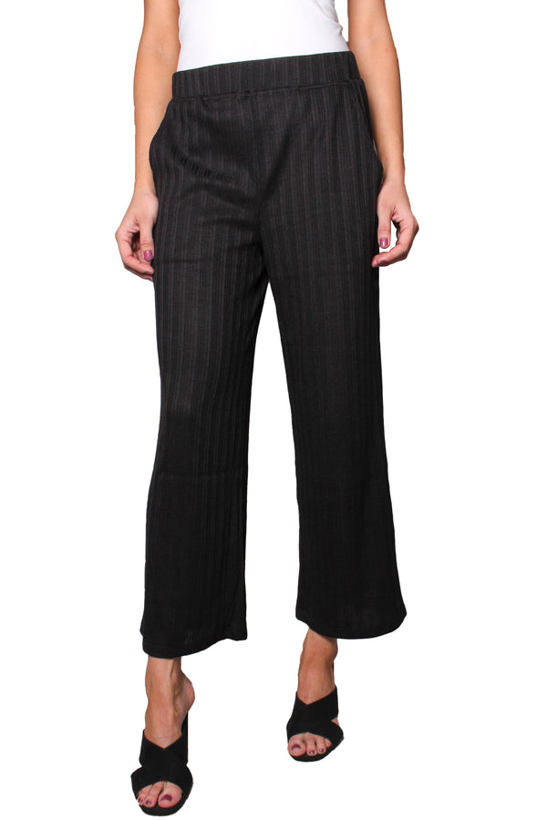 Women's High Waisted Wide Leg Ribbed Textured Pants
