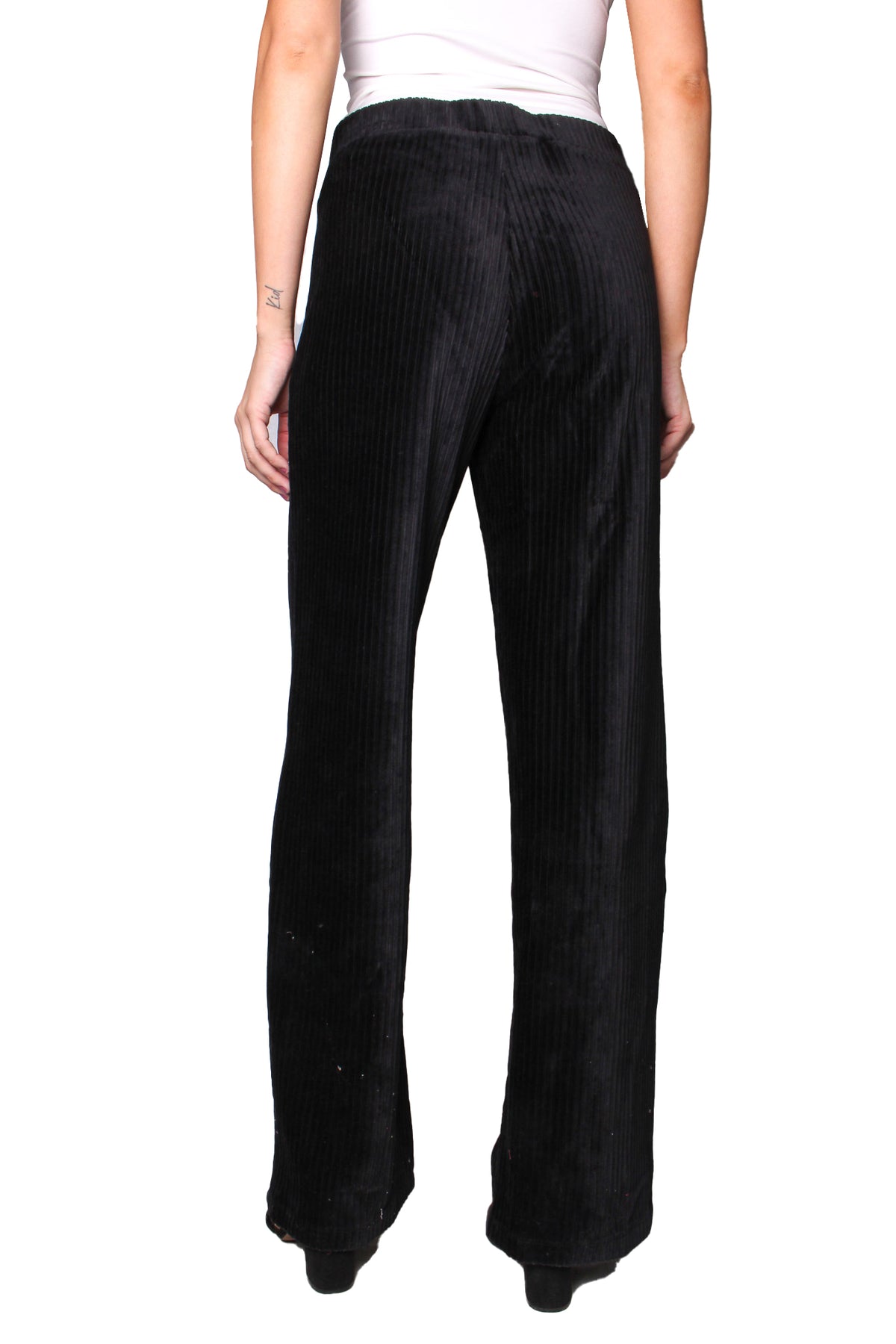 Women's High Waisted Solid Corduroy Side Button Wide Pants