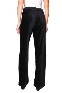 Women's High Waisted Solid Corduroy Side Button Wide Pants