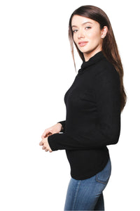 Women's Ribbed Brushed Hacci Cowl Turtleneck Long Sleeve Top