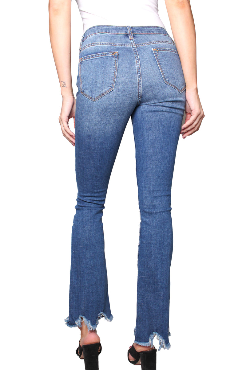 Women's Tattered Bottom Fringe Jeans