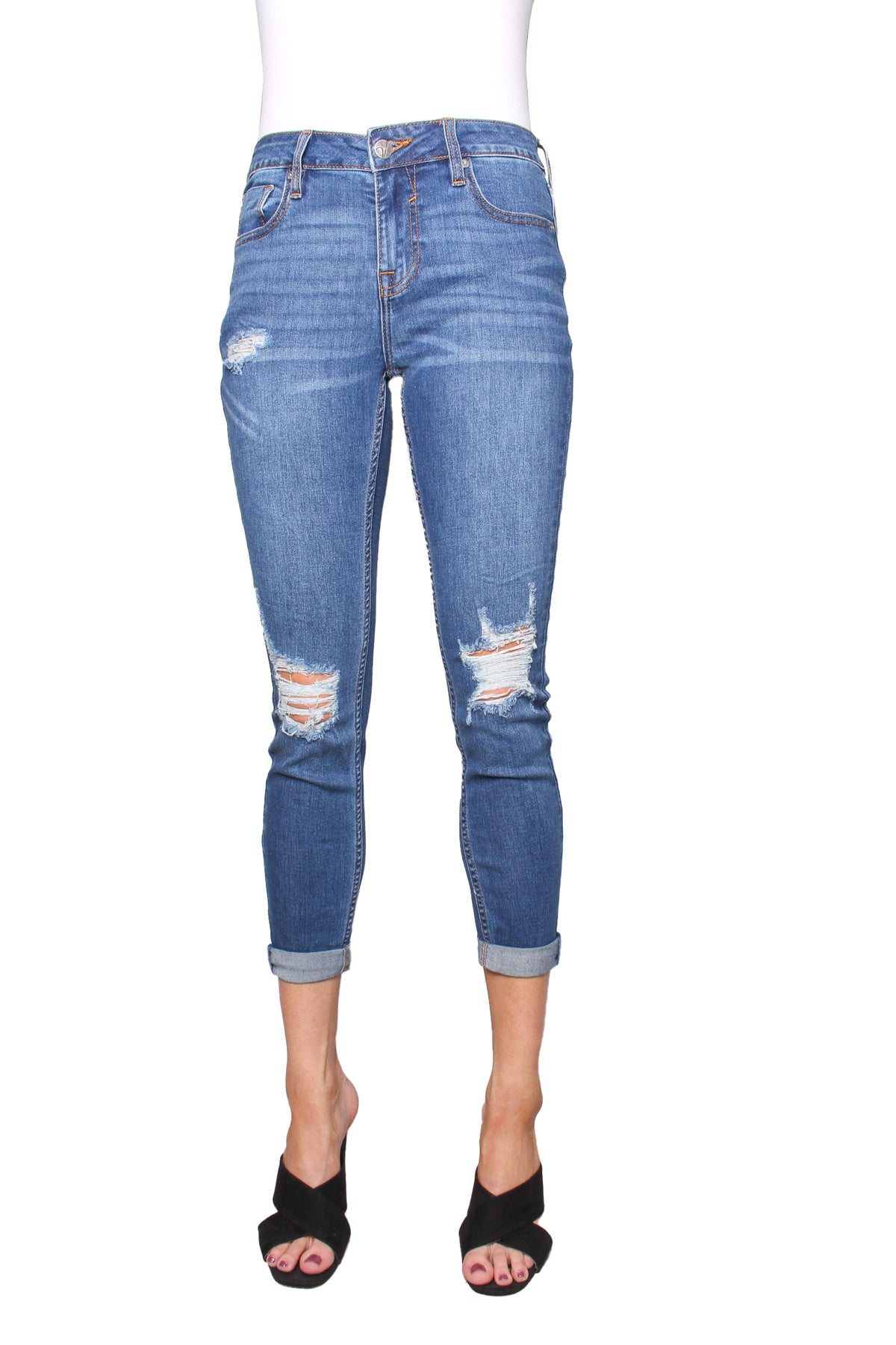 Women's High Waisted Tattered Jeans