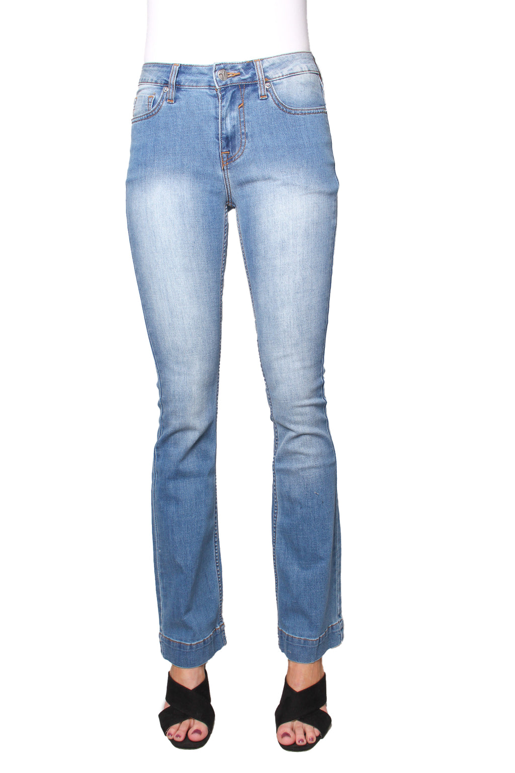 Women's High Waisted Faded Flared Bottom Jeans
