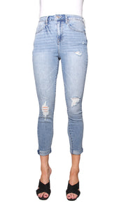 Women's High Waisted Distressed Skinny Jeans