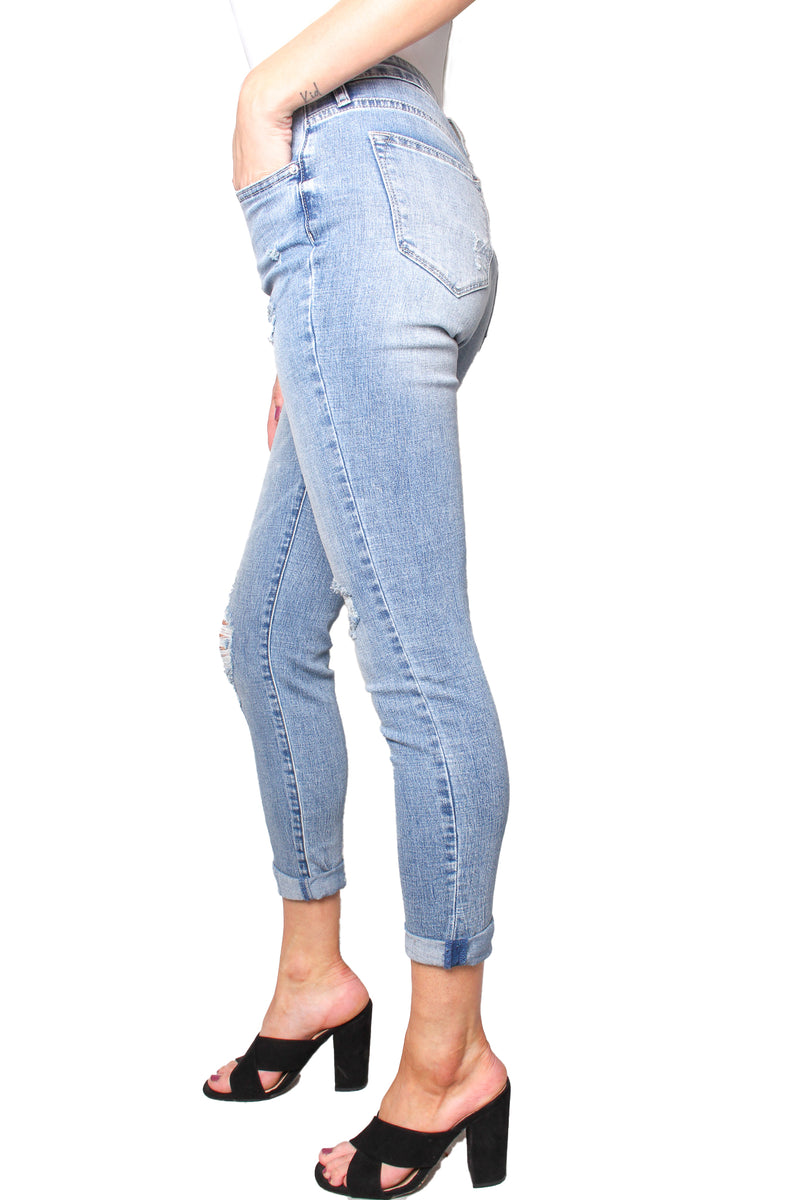 Women's High Waisted Distressed Skinny Jeans