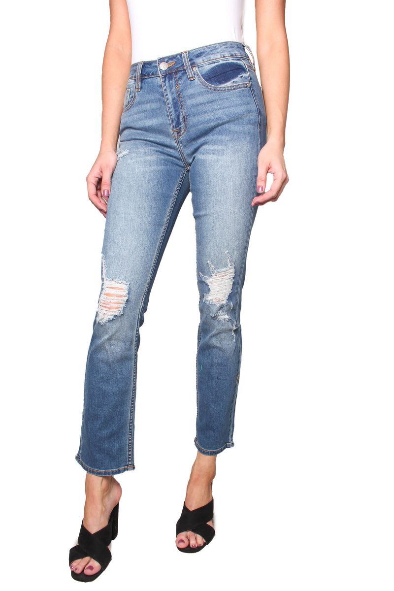 Women's High Waisted Tattered Skinny Jeans