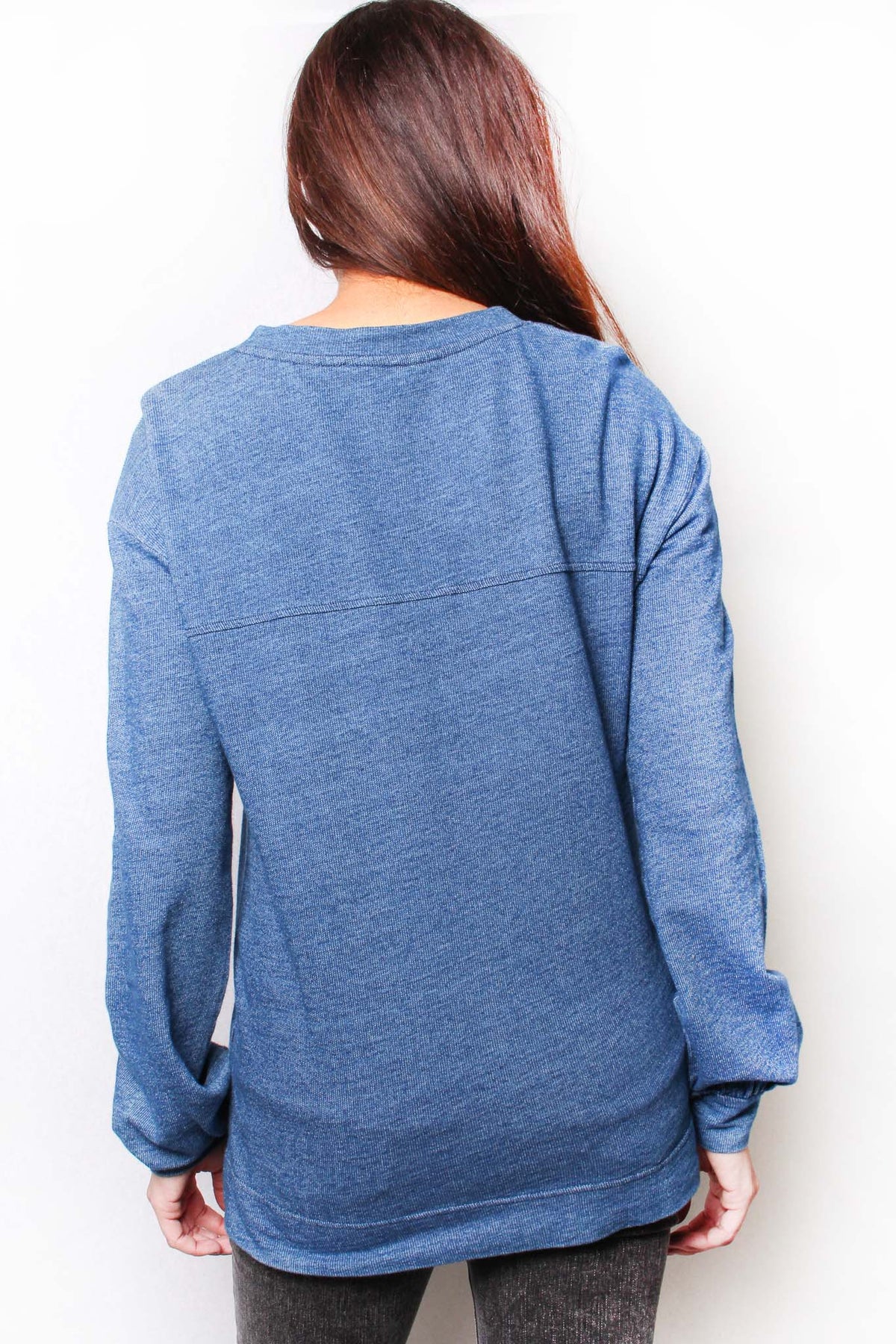Women's Solid Long Sleeve Henley Top