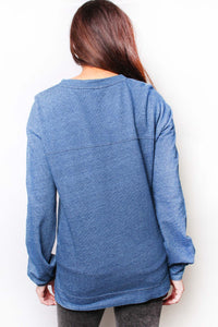 Women's Solid Long Sleeve Henley Top