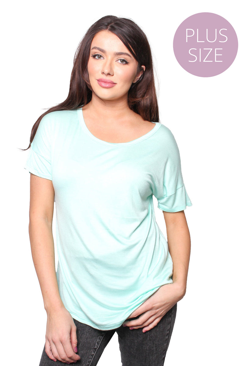 Women's Plus Short Sleeve Round Neck Basic Top