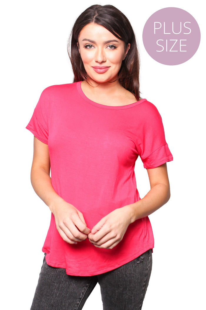 Women's Plus Short Sleeve Round Neck Basic Top