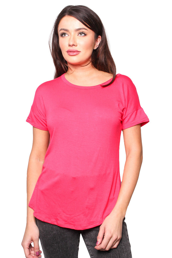 Women's Plus Short Sleeve Round Neck Basic Top