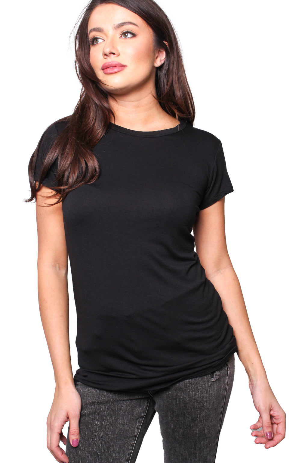 Women's Short Sleeve Round Neck Solid Top