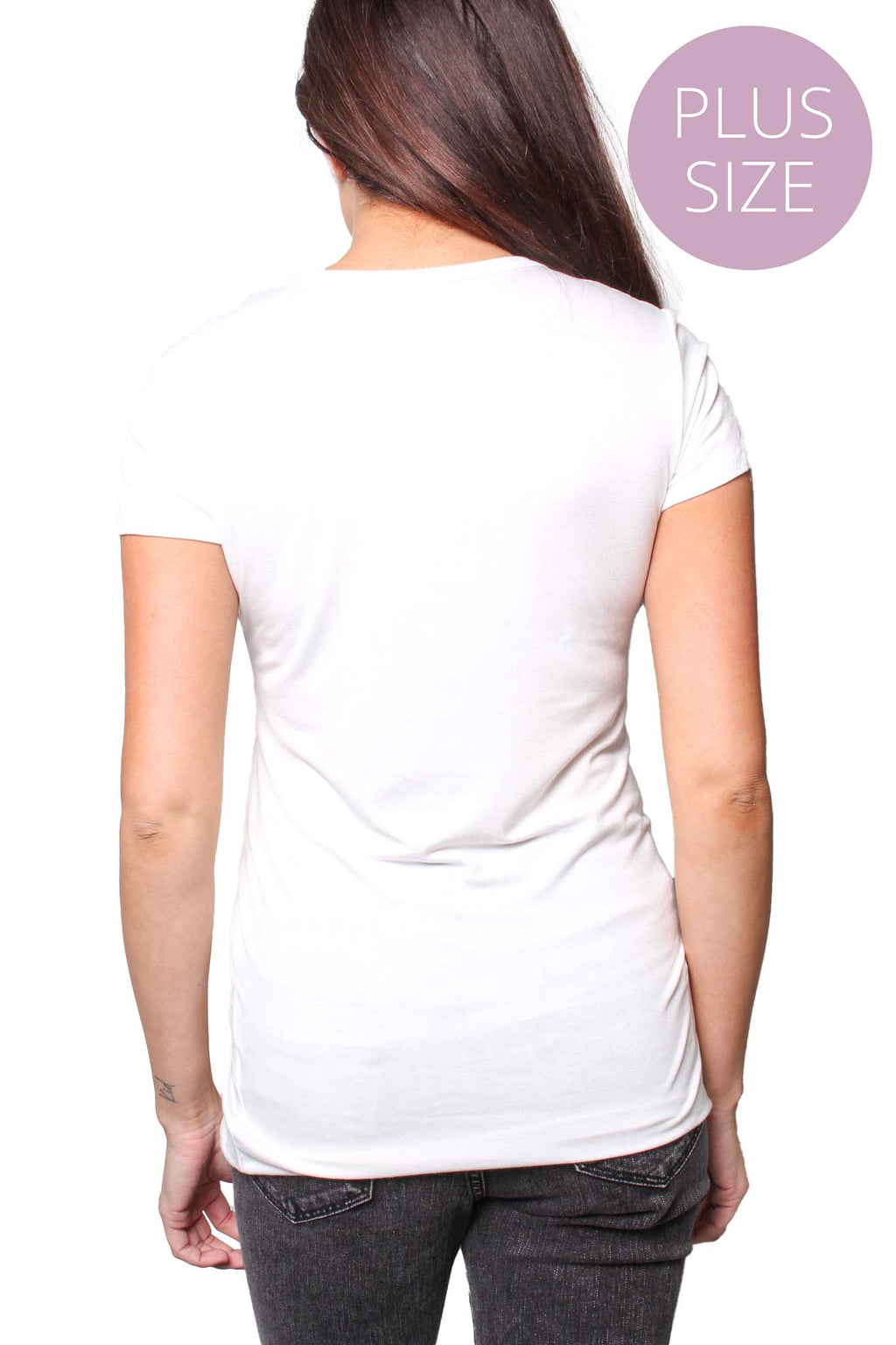 Women's Plus Short Sleeve Round Neck Solid Top