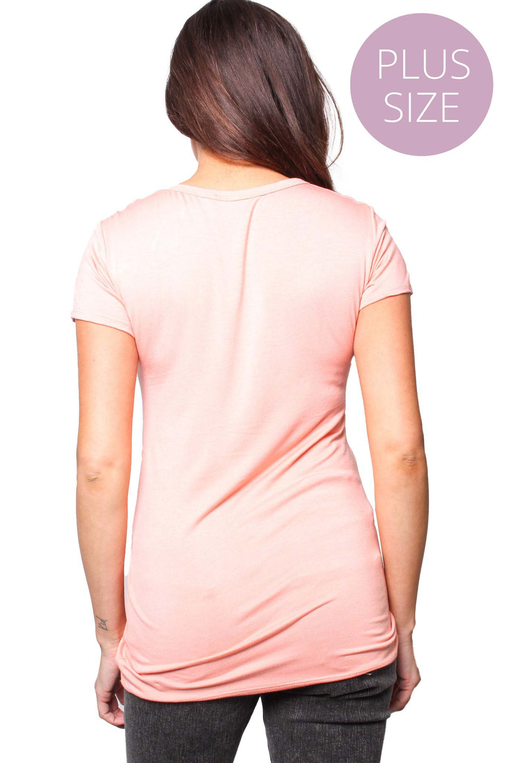 Women's Plus Short Sleeve Round Neck Solid Top