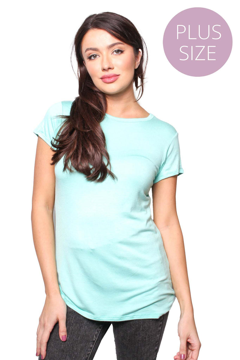 Women's Plus Short Sleeve Round Neck Solid Top