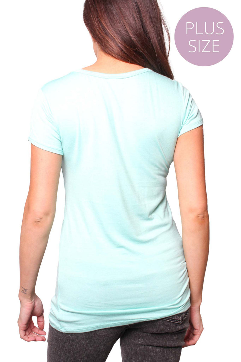 Women's Plus Short Sleeve Round Neck Solid Top