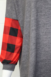 Plus Size Long Sleeve Plaid Print Round Neck Sweater