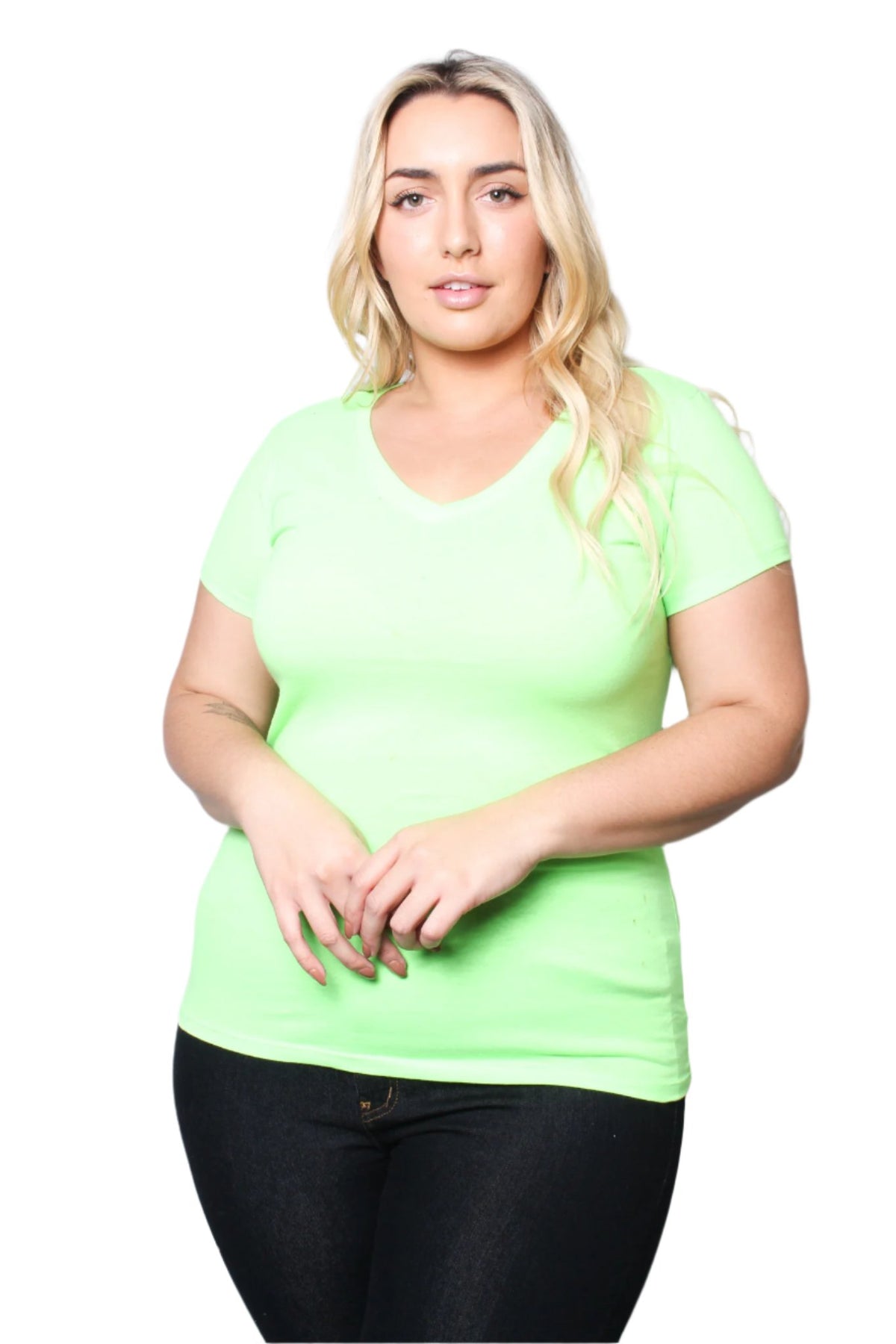 Women's Plus V-Neck Short Sleeve Shirt