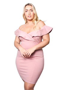 Women's Plus Size Sleeveless Ruffled Bodycon Dress