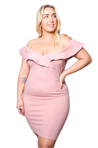 Women's Plus Size Sleeveless Ruffled Bodycon Dress