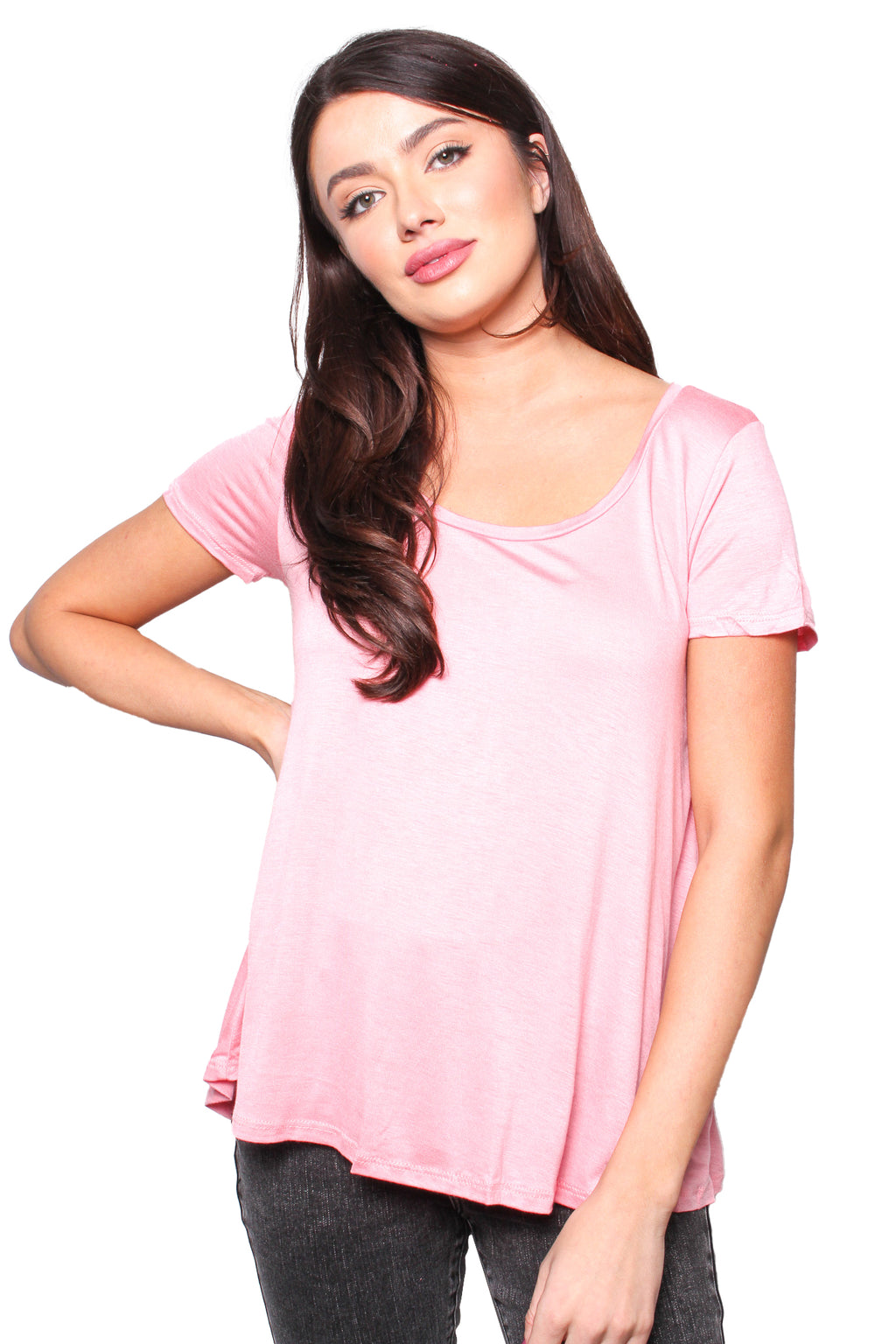 Women's Short Sleeve Scoop Neck Loose Top