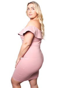 Women's Plus Size Sleeveless Ruffled Bodycon Dress
